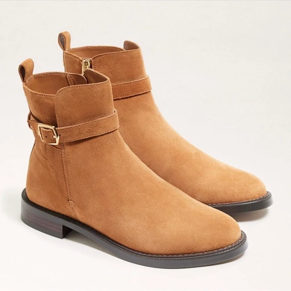 Sam Edelman Nolynn Buckle Zipper Ankle Boots in Saddle Suede - NWT - Picture 1 of 13